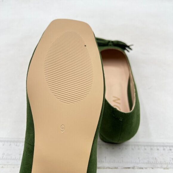 YDN Women Chunky Block Low Heel Loafers Square Toe Tassel Fringed Pumps Green - Picture 6 of 8